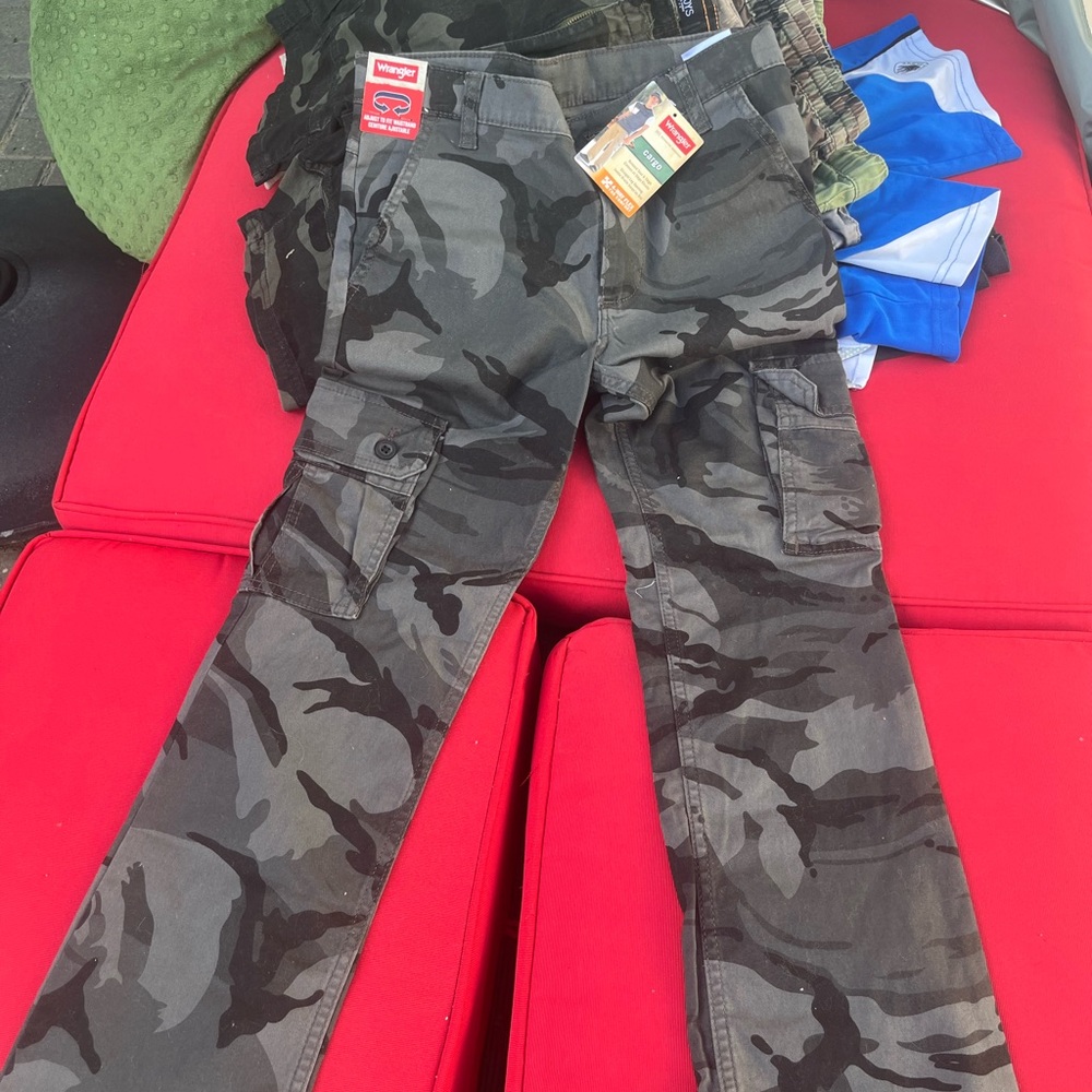 Wrangler Kids Camo Cargo Pants - Black and Gray